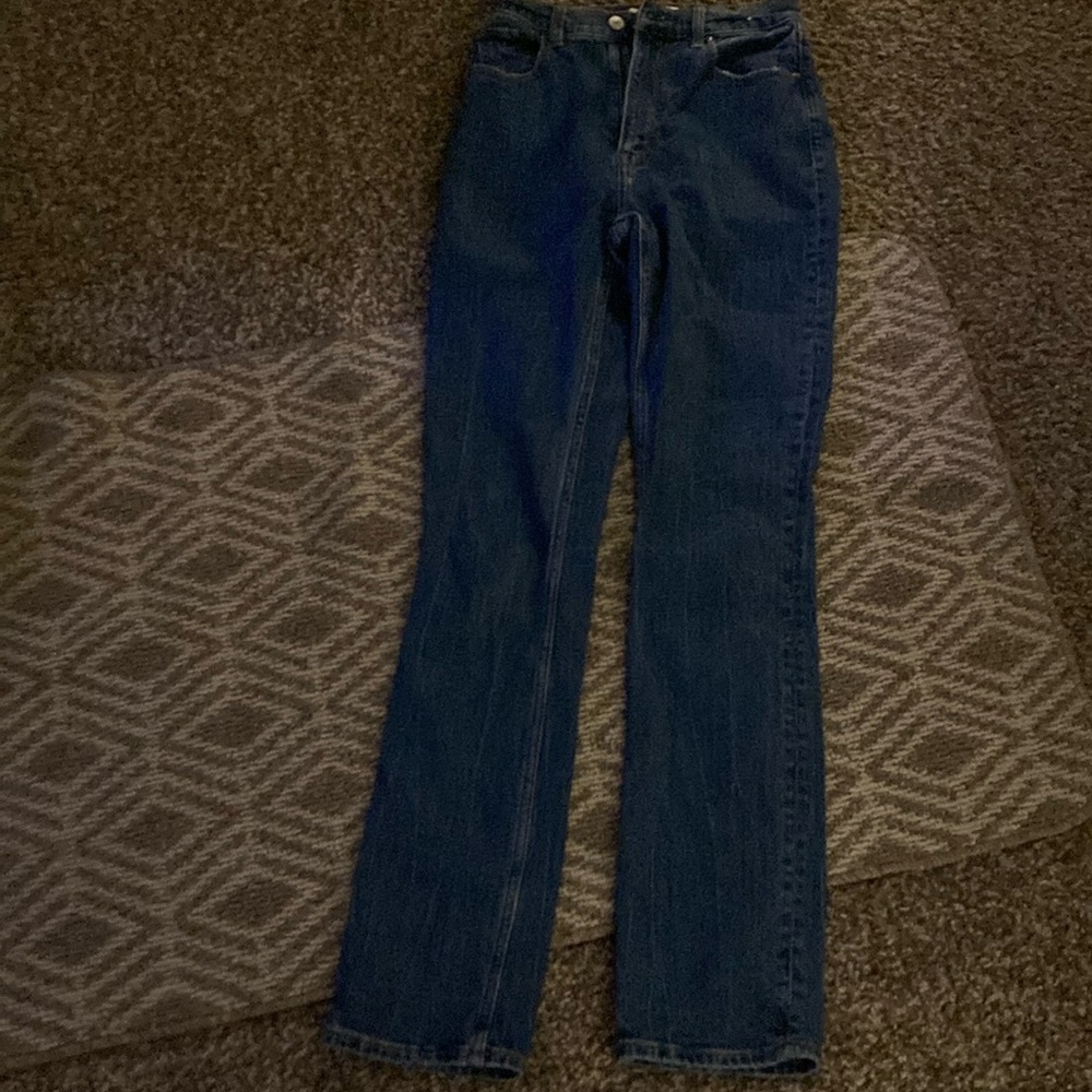 Acrombie and fitch blue jeans, straight cut. 25 inches around. Size 0